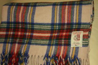 Vintage Curvon 100 Wool Baby Blanket / Throw Plaid Fringe Hem 36 X 48 ",  Fringe