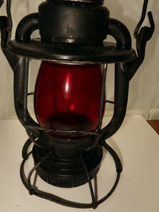 Vintage Antique Dietz Vista Red Glass Railroad Lantern - Stamped L&ne Rr