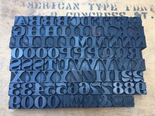 Antique Vtg Page Aetna Wood Letterpress Print Type Block A - Z Letters S Comp Set