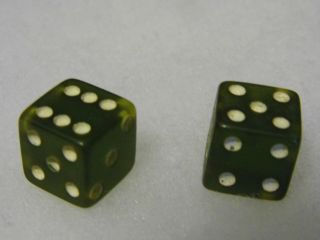 Vintage Clear Green 9/16 " Pair Dice Lucite Collectible