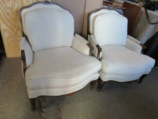 Vintage Upholstered Bergere Chairs By Pembroke Chair Co. ,  N.  Carolina