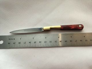 Vintage Vendetta Folding Knife Red Marble Scales,  Brass Bolsters