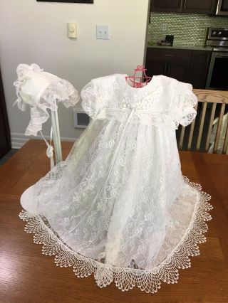 White Lace Dress And Hat For Your Large Doll Or Baby