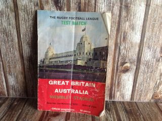 Vintage Rugby League Programme - Great Britain Vs Australia Wembley Stadium 1973