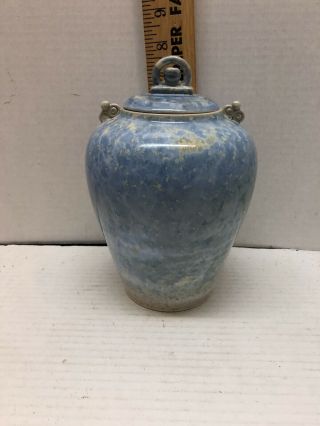 Vintage Optic Glaze Effect On Handmade Vase W/ Lid By Jose Sierra - Cheo Art