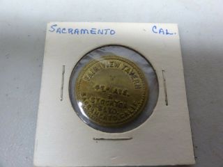Old Rare Vintage Antique Token Medal Coin Sacramento California Fair View Tavern
