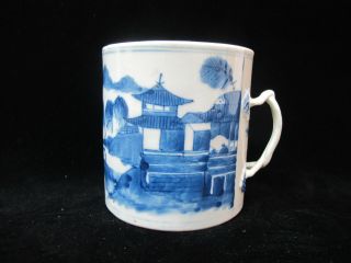 Chinese Export Porcelain Large 19th Century Canton Blue White Mug Double Handle