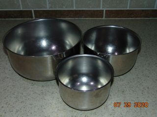 Vintage Stainless Steel Mixing Bowl Set Of 3,  Good Quality,  Vg