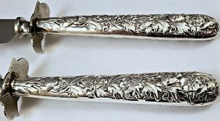 Vintage G.  H.  French Respousse Sterling Silver Carving Set Nr