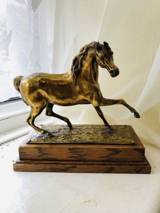 Stunning Antique French Gilt Bronze Prancing Horse Statue Figurine