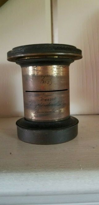 Antique Brass Voigtlander & Sohn,  Wien Braunschneig Lens No.  44308
