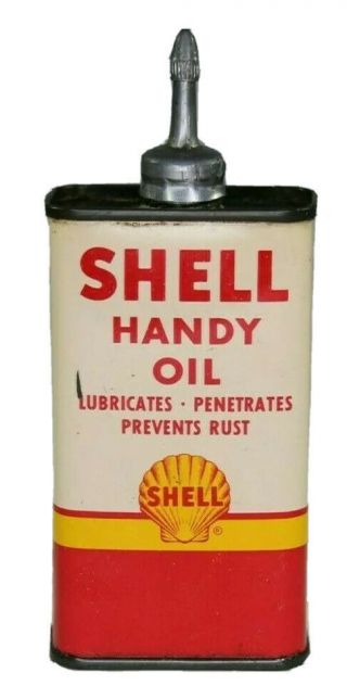 Vintage Shell Handy Oil Lead Top W/cap 4oz Metal Can,  Advertising