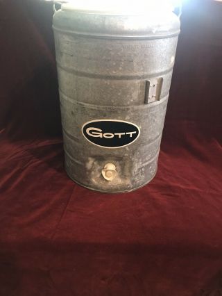 Vintage Gott Stakooler 5 Gallon Galvanized Water Cooler Plastic Lined W/spigot