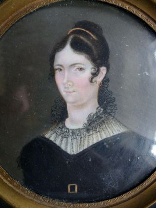 Fine & Large Antique Early 19th Cent.  Elegant Lady Miniature Portrait Dated 1819