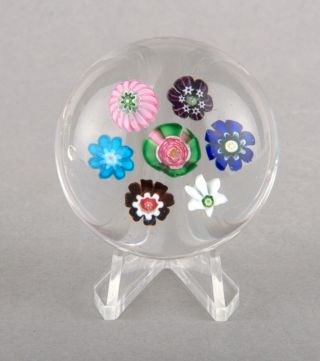Antique French Clichy Spaced Concentric Millefiori Miniature Paperweight (6)