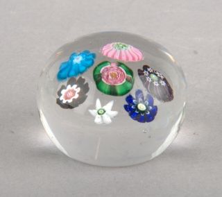 Antique French Clichy Spaced Concentric Millefiori Miniature Paperweight (6) 2