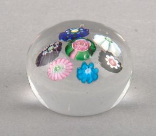 Antique French Clichy Spaced Concentric Millefiori Miniature Paperweight (6) 3