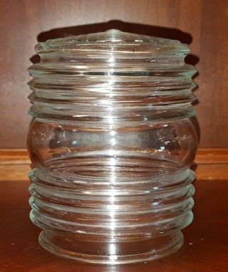 Industrial Ribbed Clear Glass Light Globe Jelly Jar Porch Light Shade 4.  5 " Tall