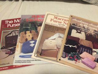 Vintage Macrame Pattern Instruction Books - Purses Retro 4 Books Clutch Shoulder