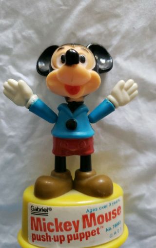 Vintage 1977 Disney Mickey Mouse Push Up Puppet - Made By Gabriel