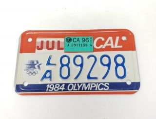 Vintage 1984 Olympics Motorcycle License Plate