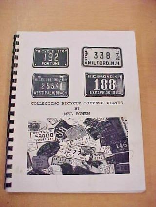 Vintage Information Guide Book For Bicycle License Plates By Mel Bowen Us Canada