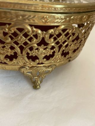 VINTAGE STYLEBUILT GOLD PLATED ORMOLU BEVELED GLASS JEWELRY BOX 3