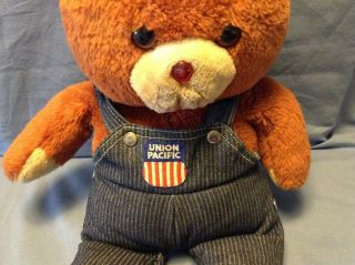 Vintage Union Pacific Teddy Bear Railroad Overalls and Hat Plush 21” 3