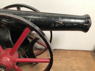 Antique 1913 Kilgore The Boy Ranger Cast Iron Machine Gun Cannon Red Wood Wheels 2