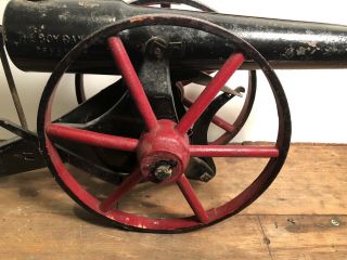 Antique 1913 Kilgore The Boy Ranger Cast Iron Machine Gun Cannon Red Wood Wheels 3