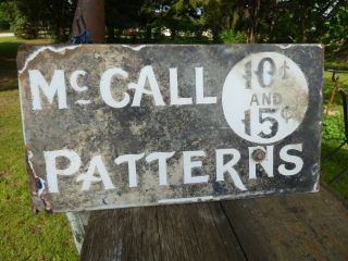Antique Double Sided Porcelain Advertising Flanged Sign Mccall Patterns Store