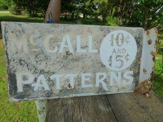 Antique DOUBLE SIDED Porcelain Advertising Flanged Sign McCall Patterns Store 3