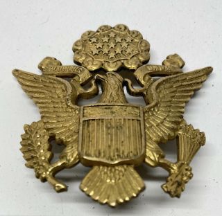 Vintage Wwii Us Army Military E.  Pluribus Unum Eagle Officer Hat Pin Badge