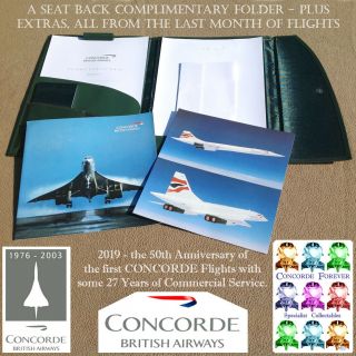 Concorde Last Flight 2003 Seat Back Folder Set,  Very Rare & Many.  Post Ww