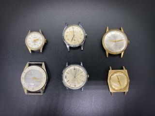 6 Vintage Mechanical Watches - Gruen,  Bulova,  Velma,  Monarch,  Fieldston,  Timex