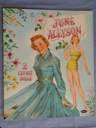 June Allyson 2 Cut - Out Dolls.  By Whitman,  1957.  And Uncut.  $25.