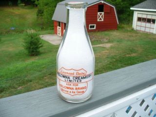 Vintage Football Sports Themed Kelowna Creamery Bc Round Quart Milk Bottle