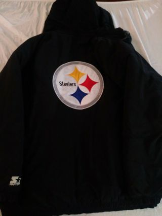Vintage Pittsburg Steelers Starter Jacket Nfl Size 2xl Winter Coat Puffy
