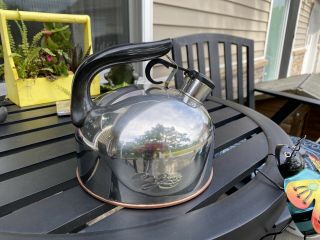 Vintage Paul Revere Ware Whistling Tea Pot Kettle Copper Bottom 8.  95 - C.