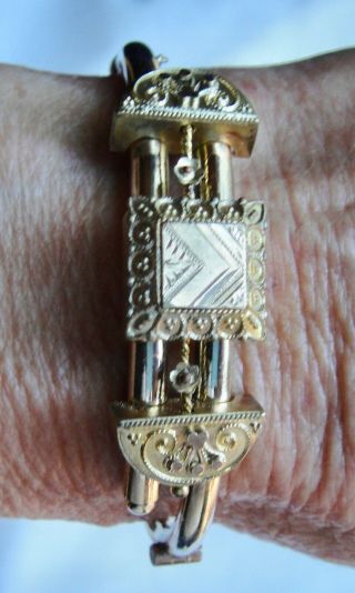Antique Victorian Etruscan Revival Gold Filled/gilded Bangle Bracelet