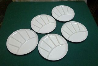 5 Vintage Mid Century Ceramic Divided Fondue Sushi Plates 9” Made In Japan