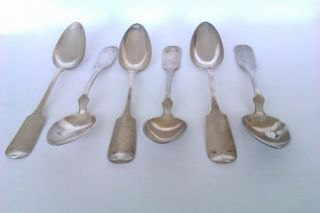 Rare Set Of 6 Solid Silver Austrian Fiddle Pattern Table Spoons Circa 1889 373gr