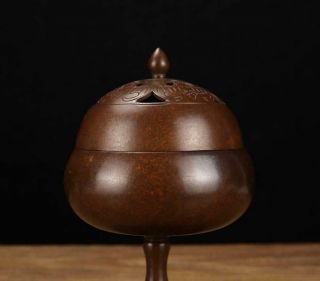 Old Chinese Bronze Incense Burner With Base H6.  89” 3