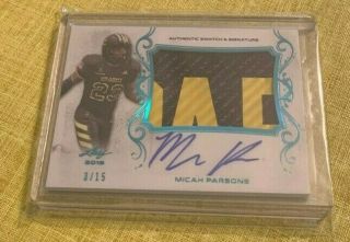 2018 Micah Parsons Leaf Army All American Patch Auto 3/15 Penn State Psu