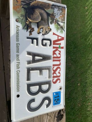 Arkansas 2015 Arkansas Game And Fish Commission Squirrel License Plate (gfaebs)