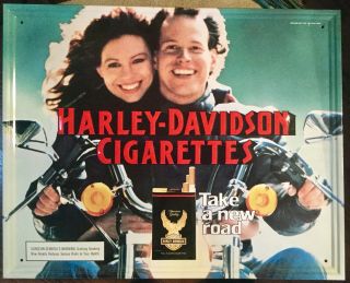 Vintage Harley - Davidson Cigarettes Advertising Metal Sign 1987 Motorcycles