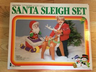 Vintage 1990 Inflatable Santa Sleigh Set - Intex Recreation,  5 1/2 