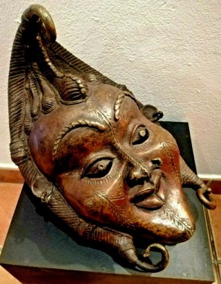 Antique African Bronze Mask From Benin