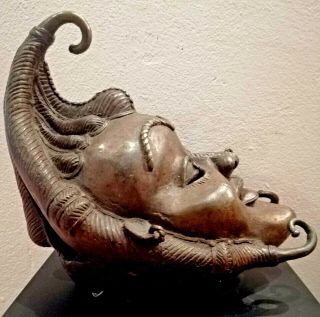 Antique African Bronze Mask from Benin 3