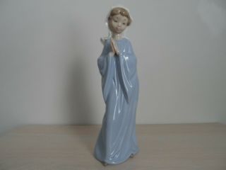 Vintage Lladro Girl Praying Porcelain Figurine Nao Handmade In Spain 10 3/4 " H